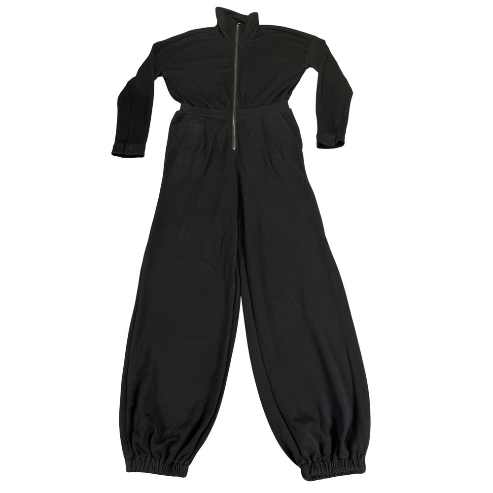 Varley Jessie Jumpsuit Black DoubleSoft Mock Neck Zip Front XS VAR01175